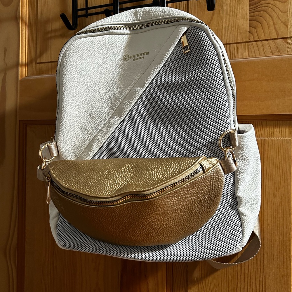 Remonte Elegant White and Gold Backpack